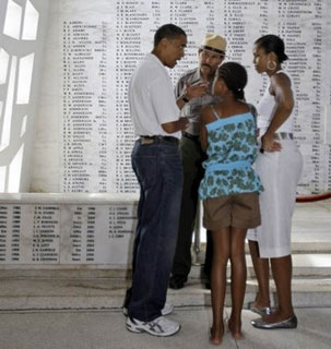 Obama at Chapel at Arizona Memorial Pearl Harbor with daughter Malia - Hawaii vacation