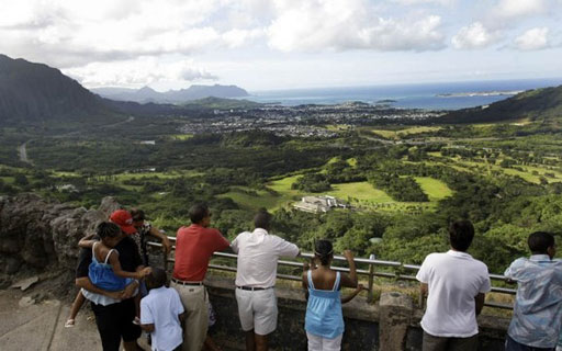 Obama at Pali Lookout - Hawaii vacation