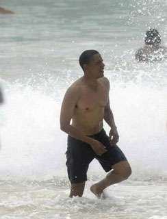 Obama at Sandy Beach - Hawaii vacation