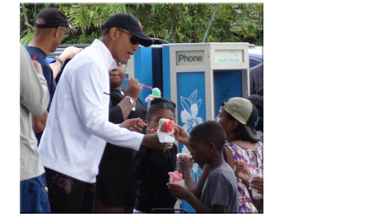 President Obama eating shave ice in Kailua