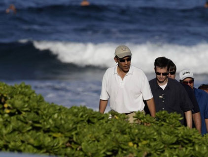 Obama at Pyramid Rock Beach