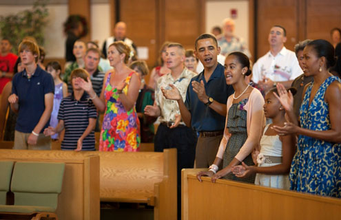Obama in church in Hawaii