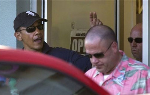 President Obama leaving Island Snow in Kailua