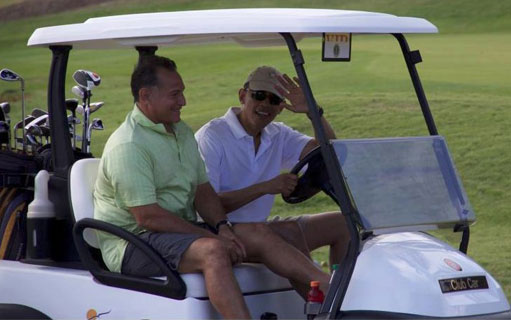 Obama golfing at Kaneohe Klipper with Bobby Titcomb - 2012