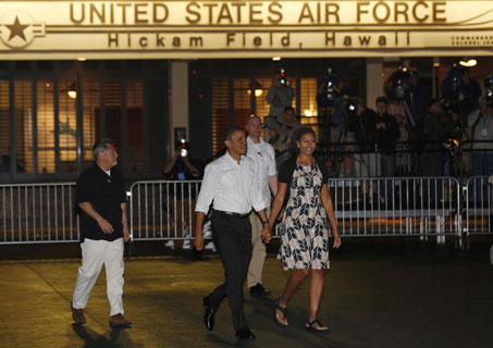 President Obama and Michelle Obama at Hickam in Hawaii- 2013