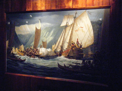 Kamehameha in war canoes