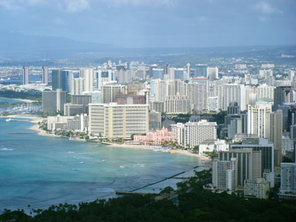 View of Waikiki skyline from Diamond Head
