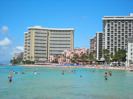 Royal Hawaiian hotel in Waikiki Beach
