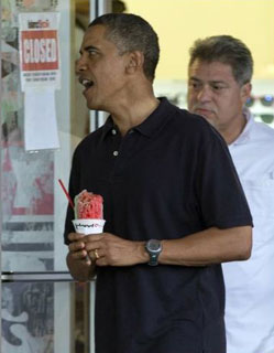 Obama with shave ice - 2013