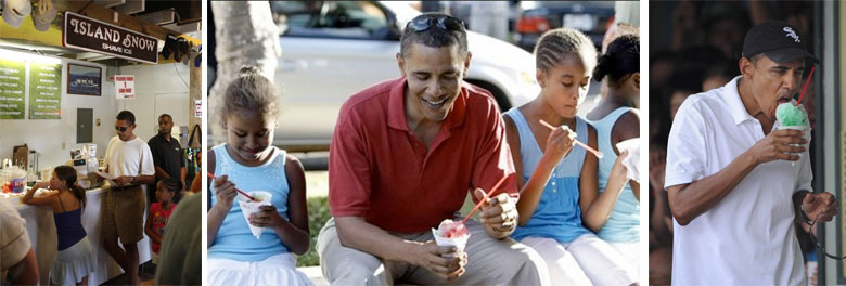 Obama at Island Snow shave ice in Kailua